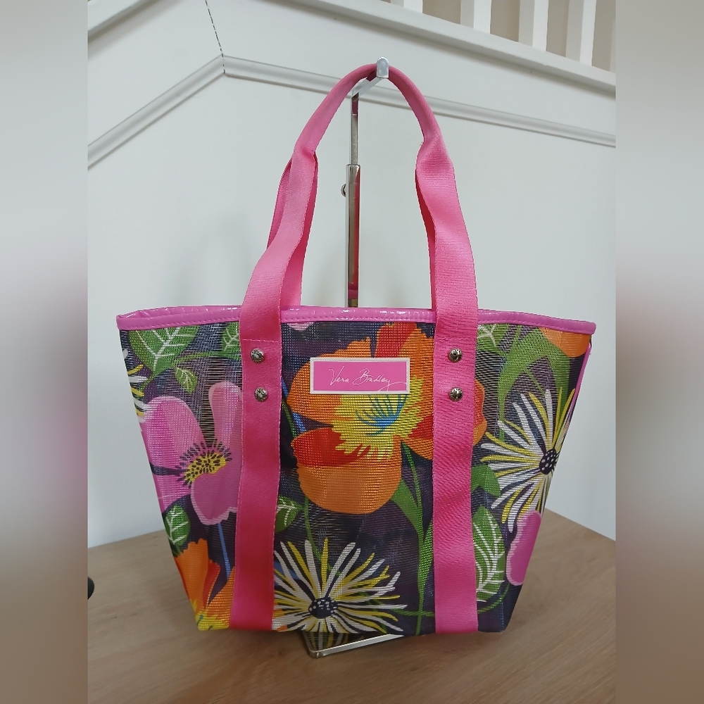 VERA BRADLEY JAZZY BLOOMS SMALL MESH TOTE - USED BUT NICE CONDITION